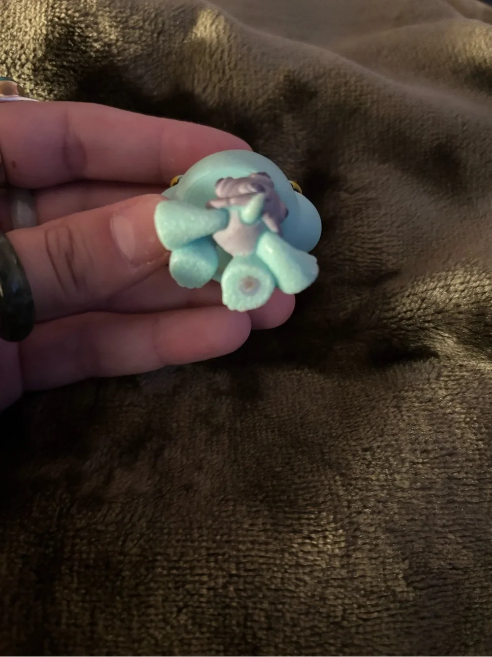 Littlest Pet Shop Blue Turtle Figure with Pink and Yellow Eye Accents